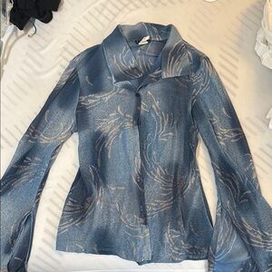 Elegant Blue Patterned Women's Top